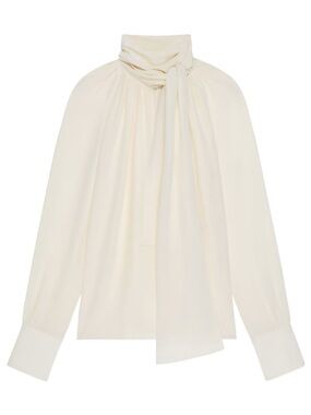 Givenchy Ivory Tie-Neck Long Sleeve Blouse